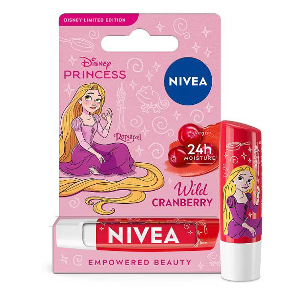 Nivea Wild Cranberry Disney Rapunzel lip balm 4.8g, imported from the UK