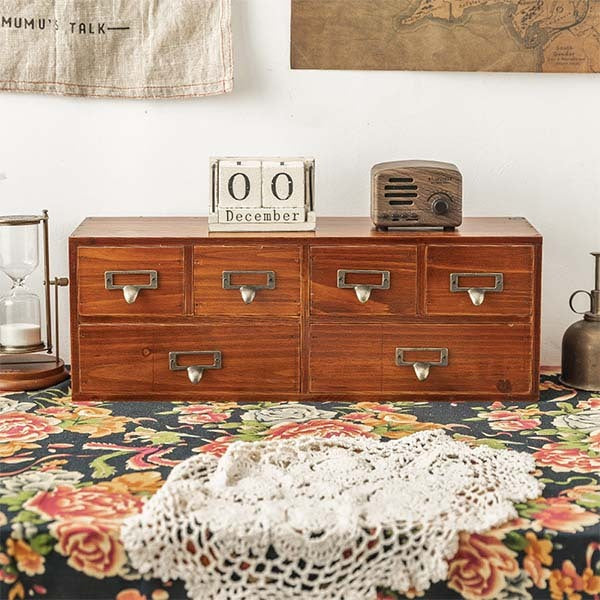 Livingandhome retro wood 6-drawer desk organizer - British product