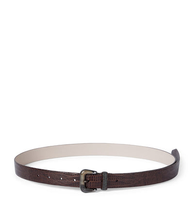 Harrods Brunello Cucinelli Embossed Leather Belt- Buy online at McGrocer