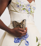 Judith Leiber butterfly clutch bag crystals metallic leather lining - British product