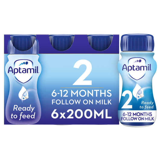Aptamil 2 Follow On Baby Milk Formula Liquid 6-12 Months Multipack Ready To Feed 6x200ml GOODS Sainsburys   