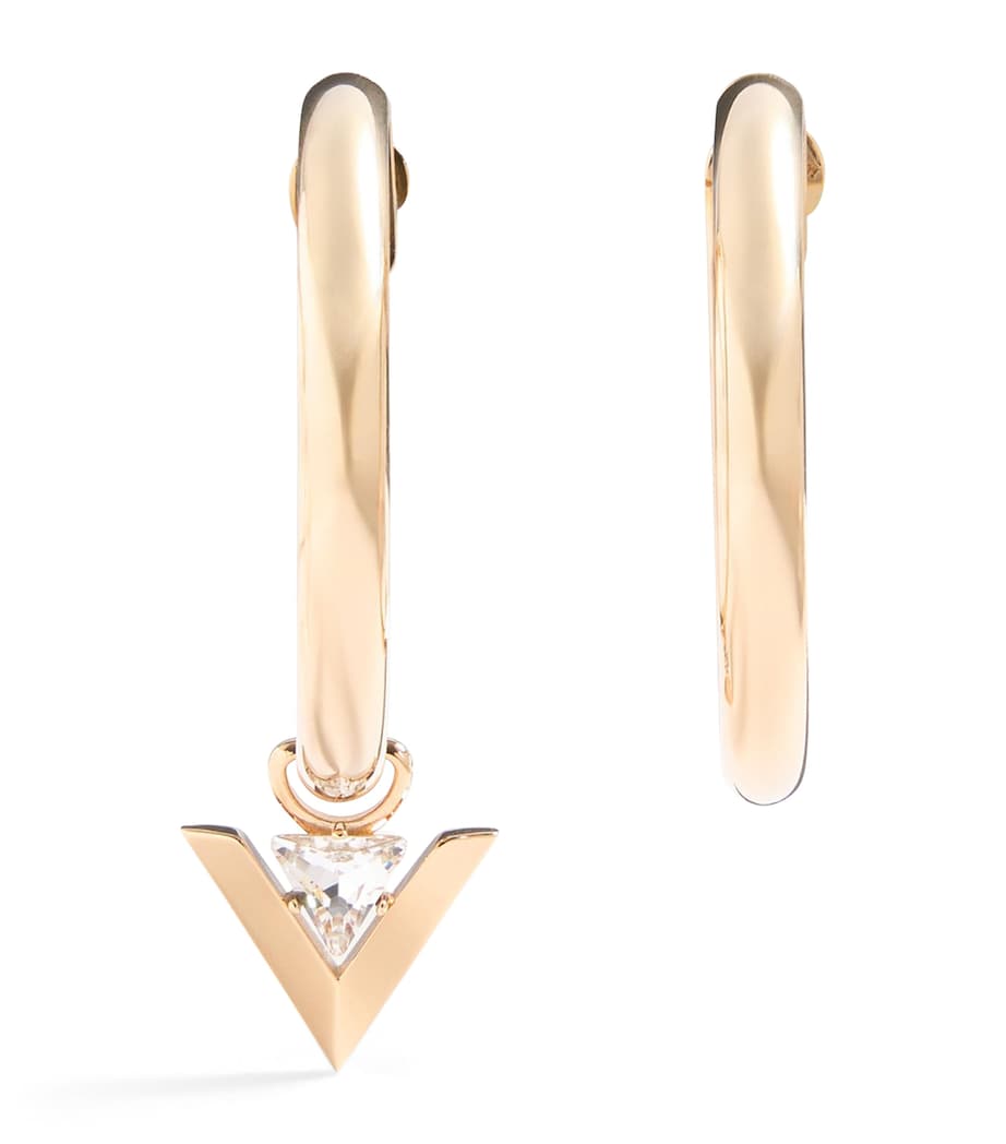 Valentino Garavani asymmetric hoop earring with crystal V pendant (British brand)