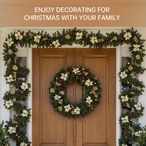 Livingandhome artificial Christmas garland with decorations 2.7m (British brand)
