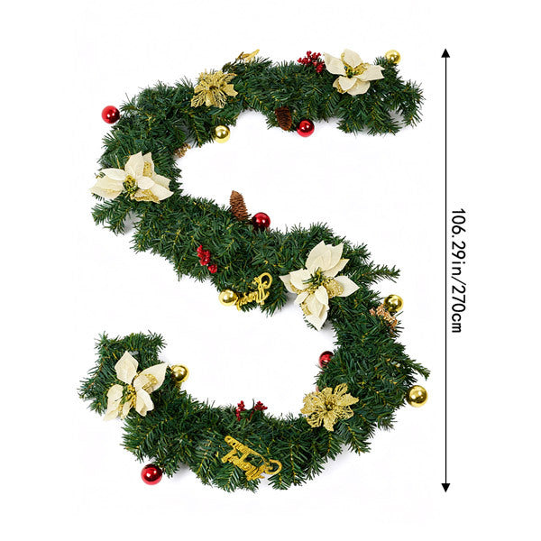 Livingandhome artificial Christmas garland with decorations 2.7m (British brand)