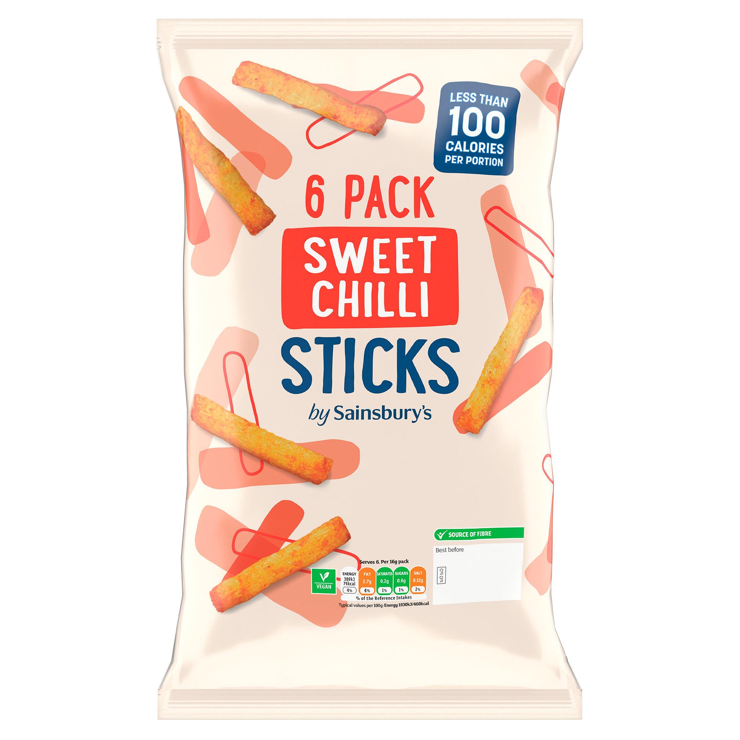 Sainsbury's Sweet Chilli Sticks 6x16g GOODS Sainsburys   