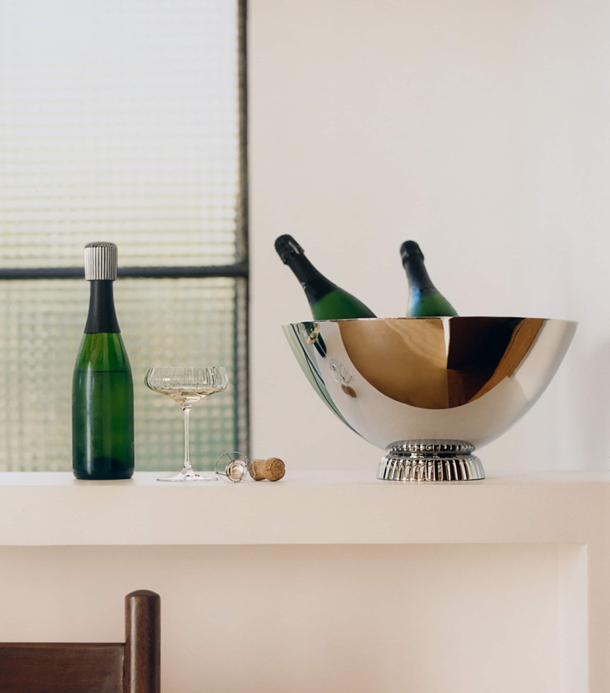 Georg Jensen Bernadotte champagne cooler 40cm stainless steel, UK version
