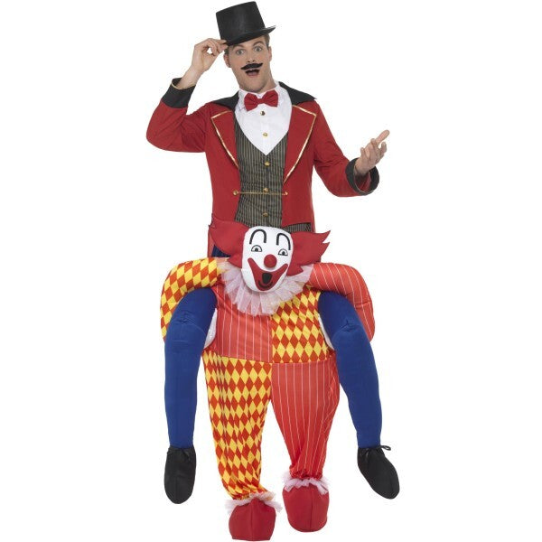 Smiffys piggyback clown costume with mock legs, imported from the UK