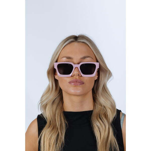 SVNX square retro sunglasses pink frame grey lenses, imported from the UK