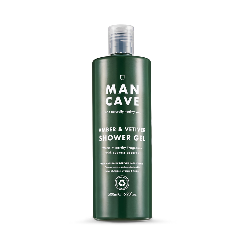 Mancave shower gel Amber & Vetiver 500ml, imported from the UK