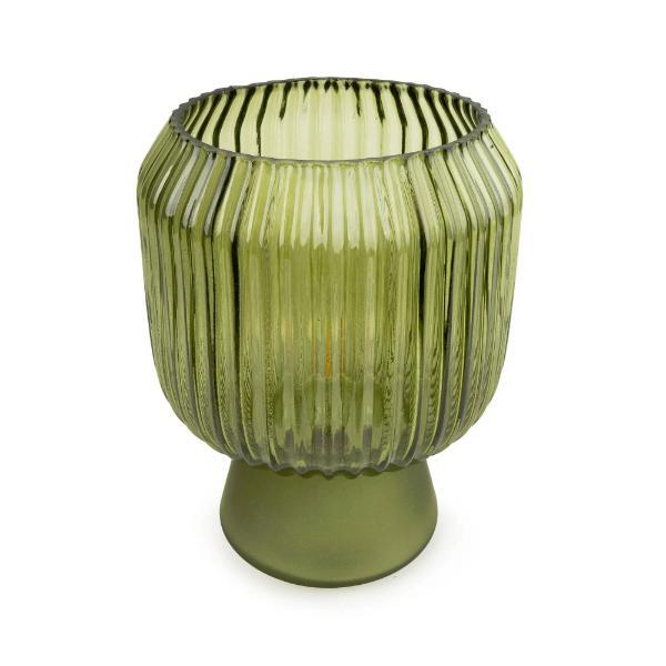 Candlelight green ridged LED touch table lamp - British product