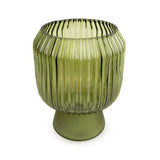 Candlelight green ridged LED touch table lamp - British product