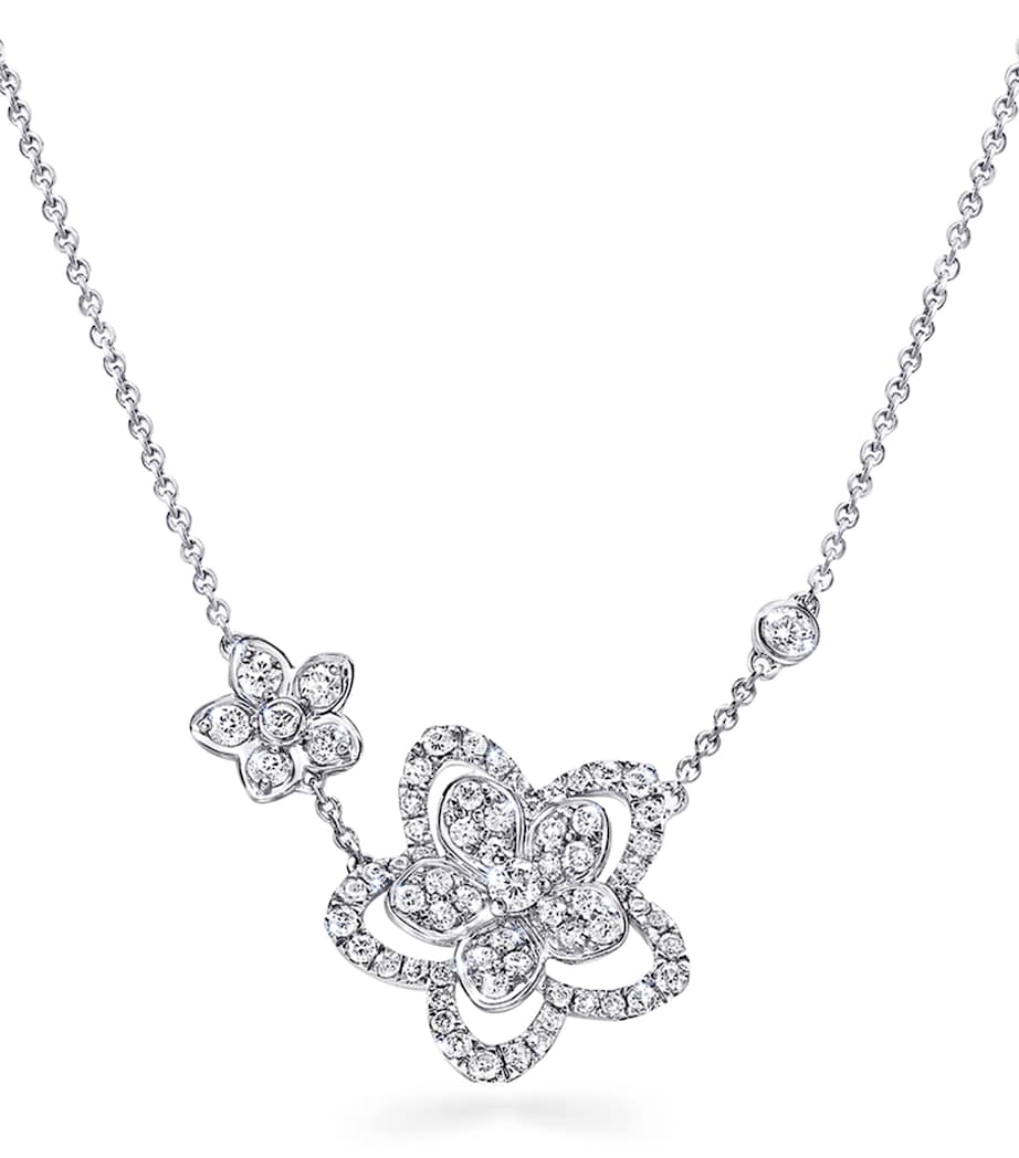 Graff Wild Flower necklace white gold diamond 45cm, imported from the UK