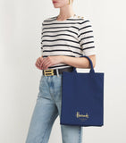 Harrods tote-veske i bomull med logo, medium, britisk versjon