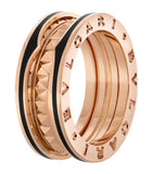Bvlgari B.zero1 Rock two-band ring rose gold ceramic (British brand)