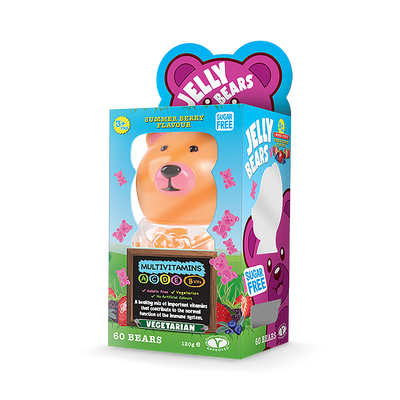 Oursons gélifiés multivitaminés Mill House Bears, saveur fruits rouges d'été, 60 unités