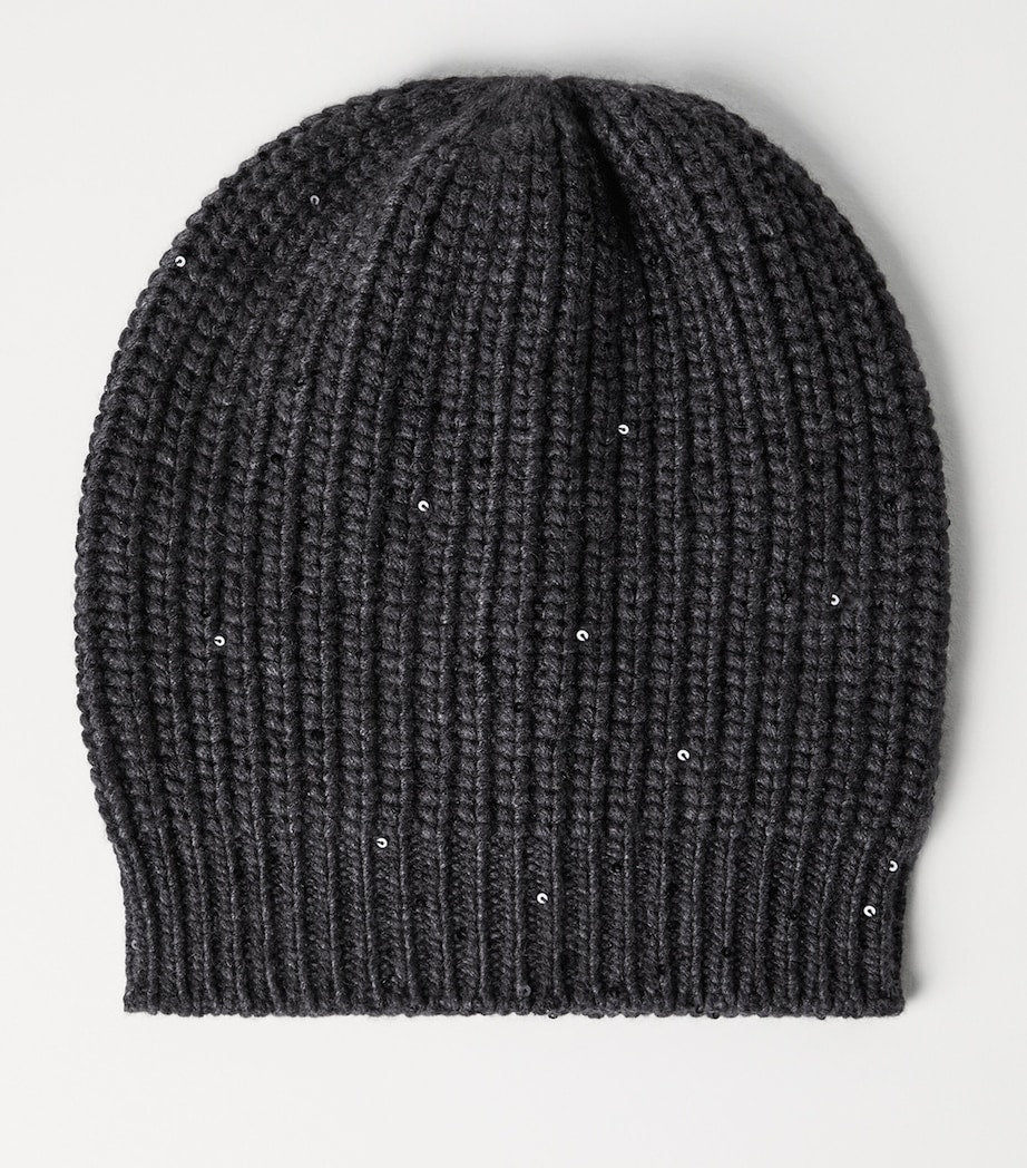 Brunello Cucinelli cashmere silk beanie paillettes - British product
