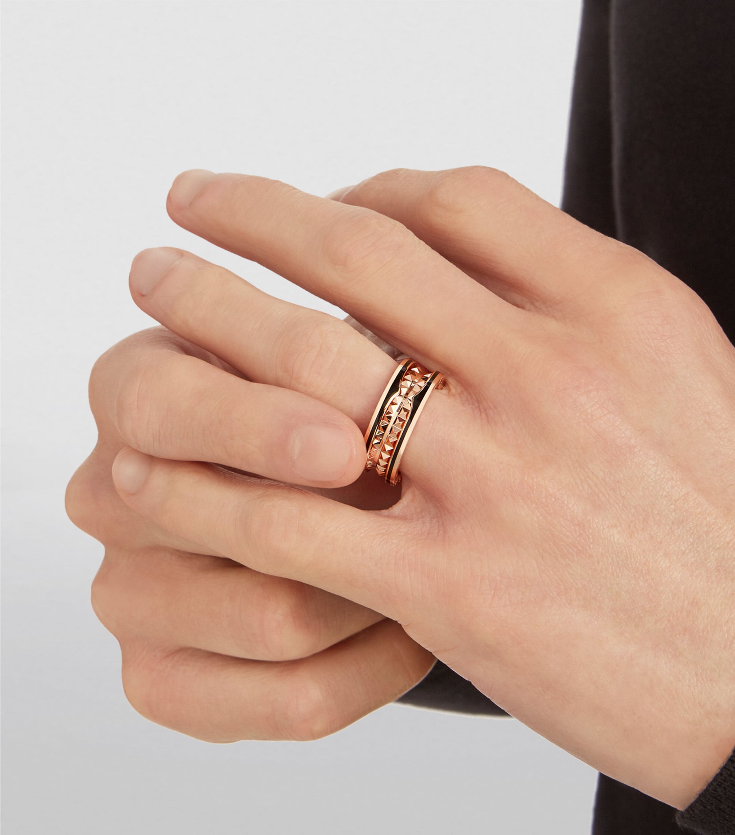 Bvlgari B.zero1 Rock two-band ring rose gold ceramic (British brand)
