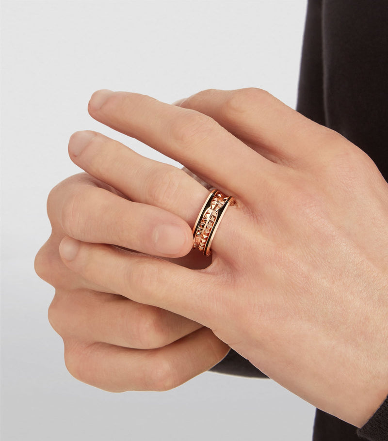 Bvlgari B.zero1 Rock two-band ring rose gold ceramic (British brand)