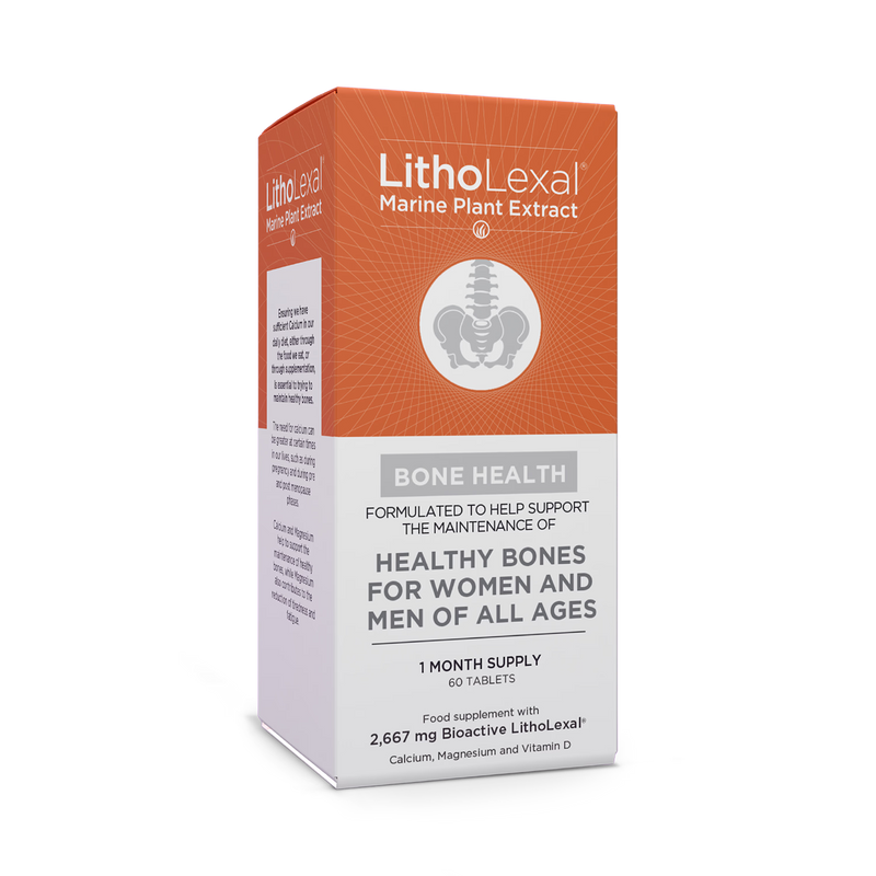 LithoLexal Bone Health supplement bottle, UK version