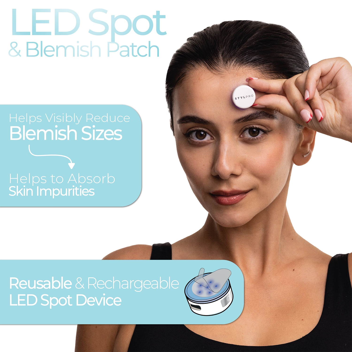 Stylpro LED spot and blemish patch with 20 patches, UK version