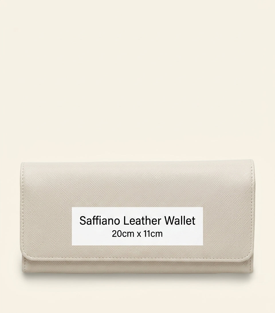 Prada large Saffiano leather bifold wallet with colorful interior, imported from the UK