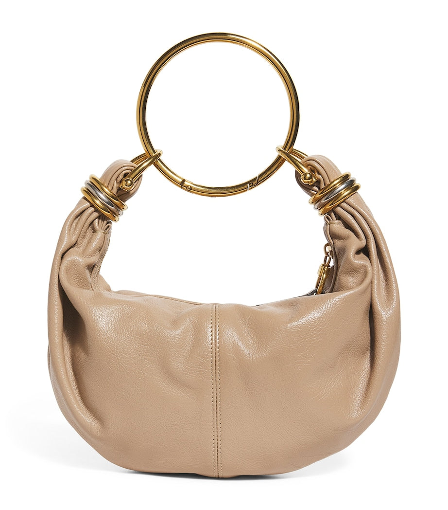 Chloé small leather bracelet bag with gold-tone handle (British brand)