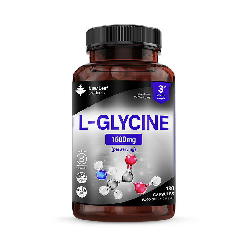 New Leaf L-Glycine capsules 180 count, imported from the UK