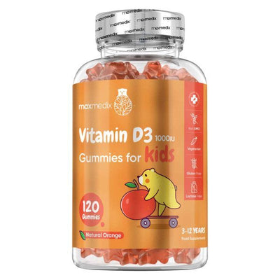 Superdrug Maxmedix Vitamin D Gummies Kids 1000IU Natural Orange Flavour 120 Gummies- Buy online at McGrocer