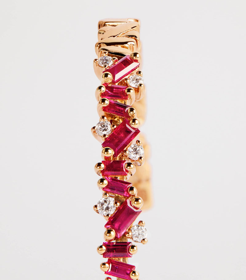 Suzanne Kalan rose gold diamond ruby bangle, imported from the UK