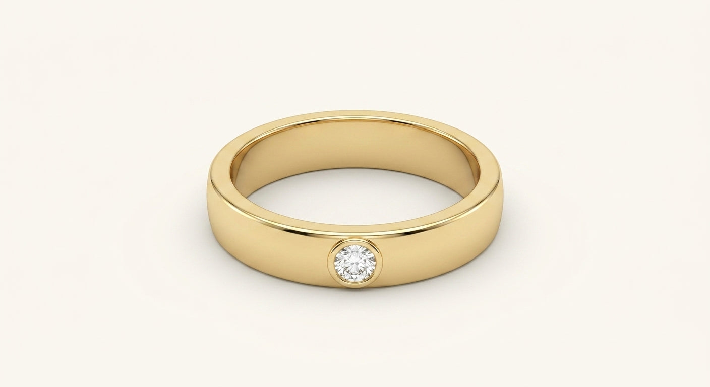Cartier 18ct yellow gold wedding ring 3mm with 0.03ct diamond, UK version