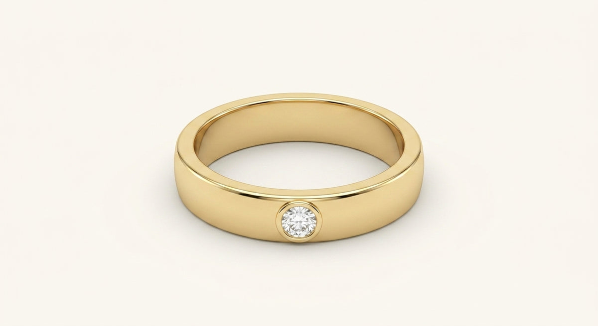 Cartier 18ct yellow gold wedding ring 3mm with 0.03ct diamond, UK version