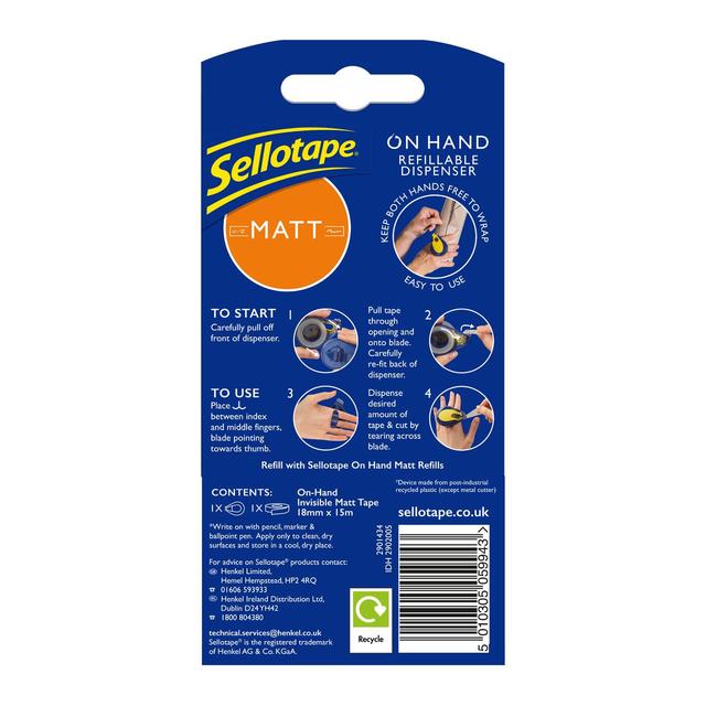 Sellotape On Hand Invisible Dispenser Desk Storage & Filing M&S   