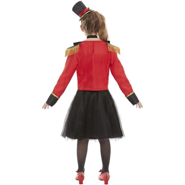 Smiffys girls deluxe ringmaster costume red jacket skirt headband, UK version