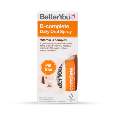 Holland & Barrett BetterYou B Complete Peach Plum Raspberry Daily Oral Spray Vitamin Supplement 25ml- Buy online at McGrocer