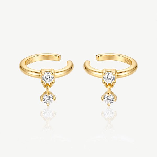 MUCHV ear cuff earrings with cubic zirconia stones 1cm, imported from the UK