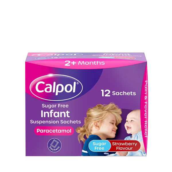Calpol Sugar Free Infant Suspension Sachets Strawberry 12s - British product