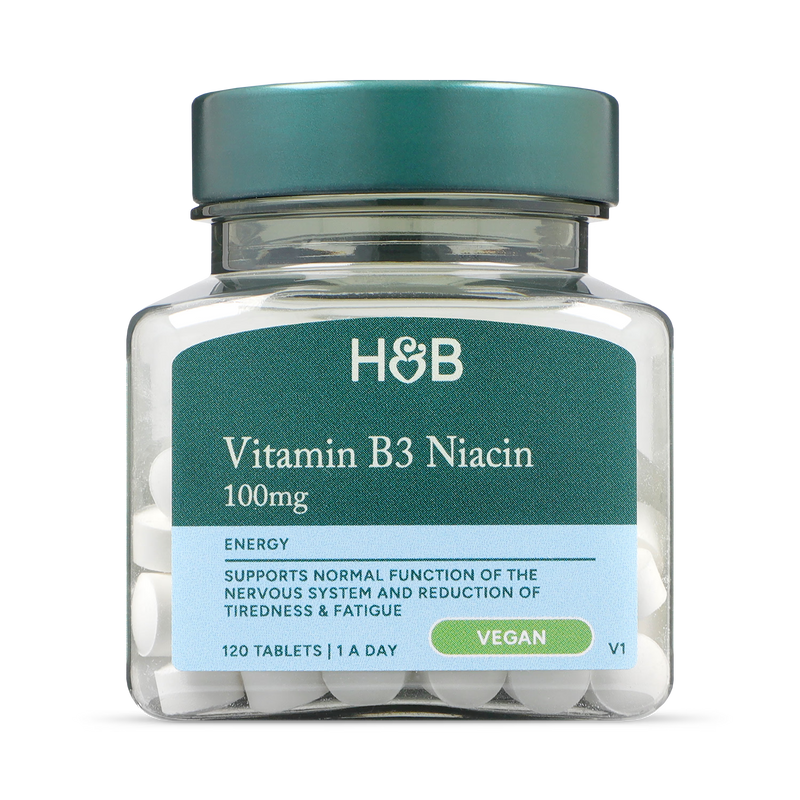 Holland & Barrett Vitamin B3 Niacin 100mg tablets, UK version