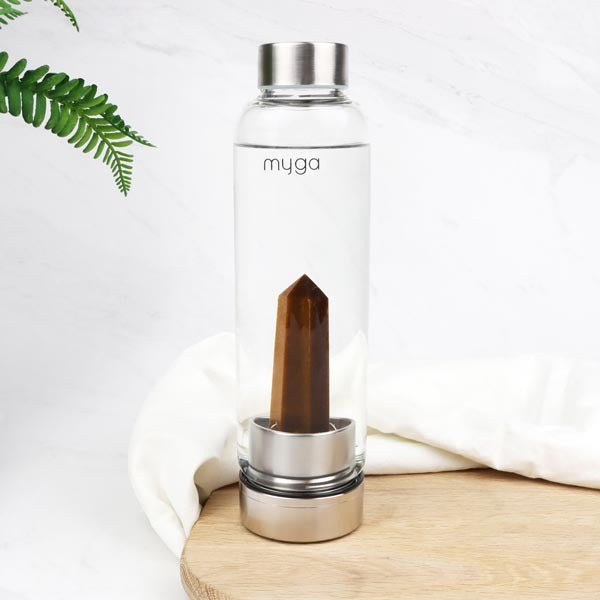 Myga Tiger's Eye crystal glass water bottle, UK version