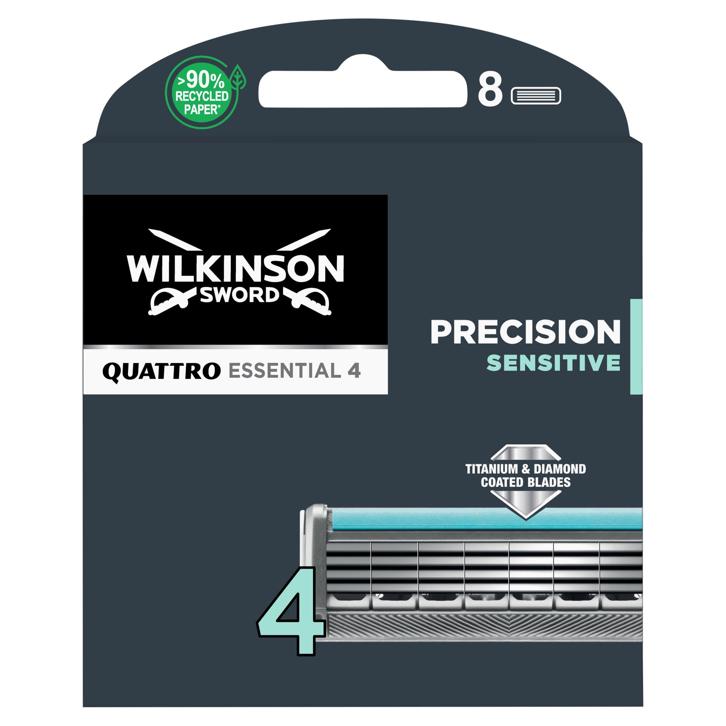 Wilkinson Sword Quattro Titanium Sensitive Men's Razor Blades x8 men's razors & blades Sainsburys   