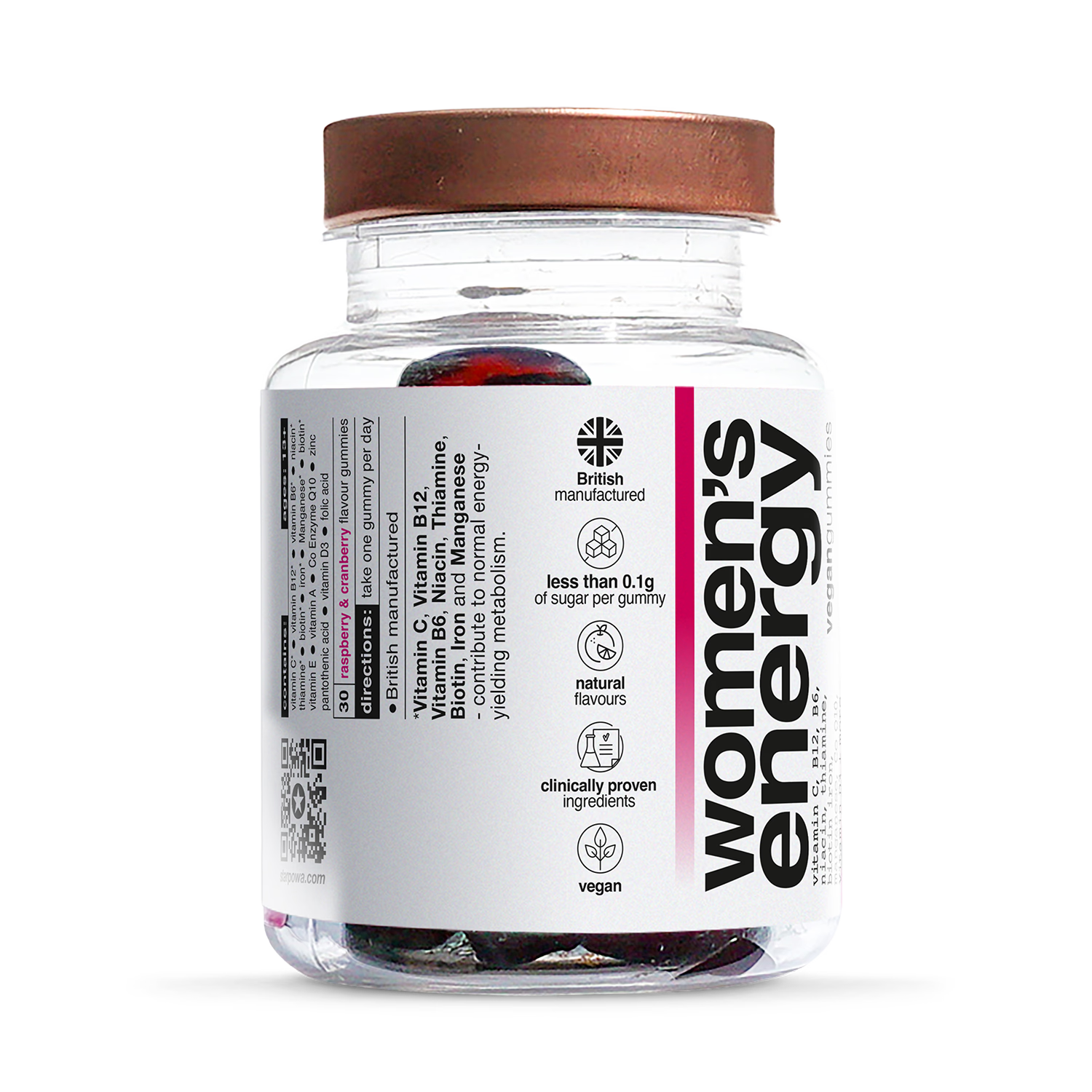 Starpowa Energy Multivitamin Gummies Raspberry Cranberry 30 count, imported from the UK