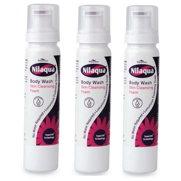 Nilaqua body wash foam towel off no water 90ml 3 pack - British product