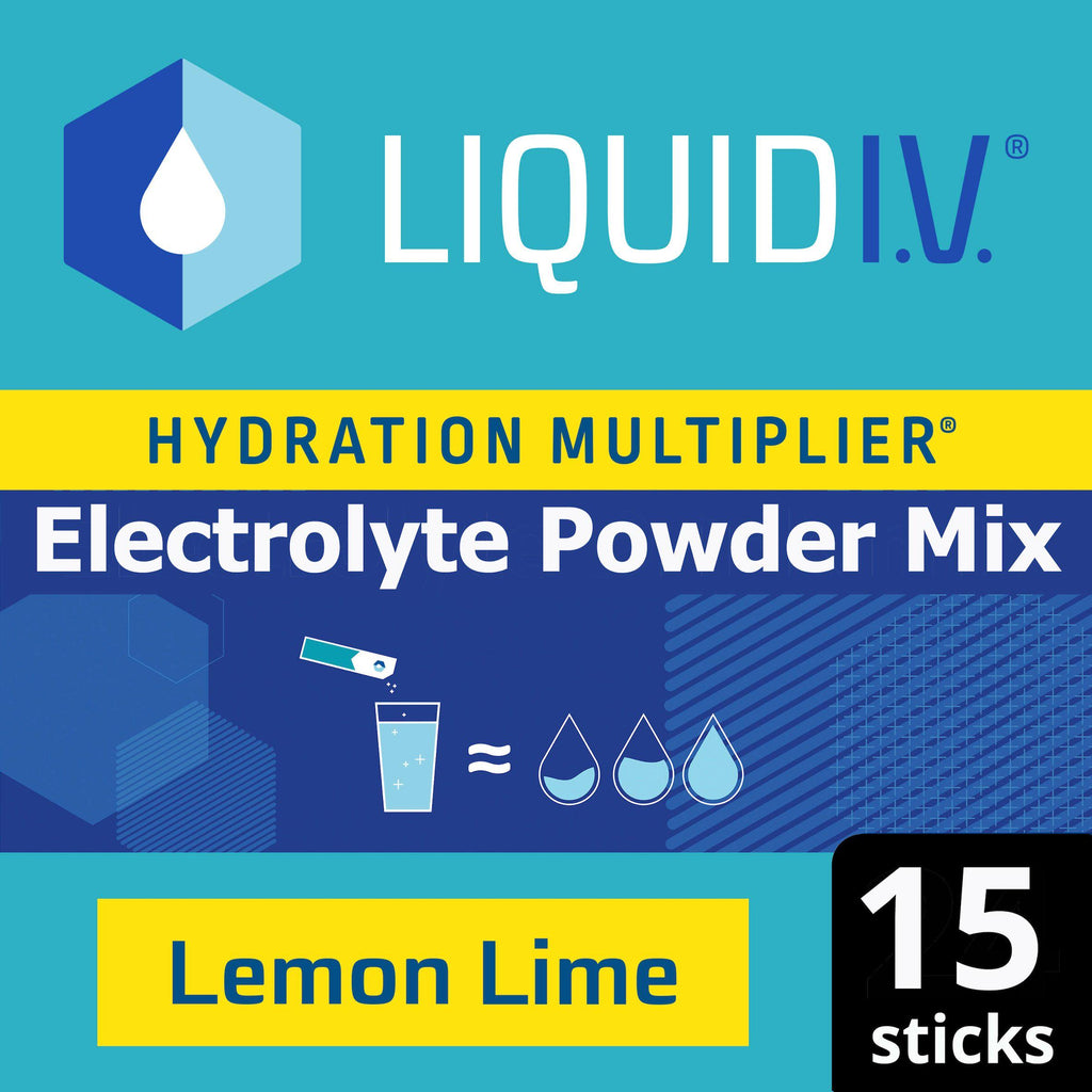 Liquid IV Electrolyte Powder Mix Food Supplement Lemon Lime Sachets x15