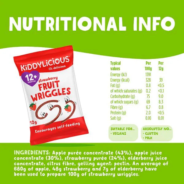 Kiddylicous strawberry fruit snack 12g, UK version