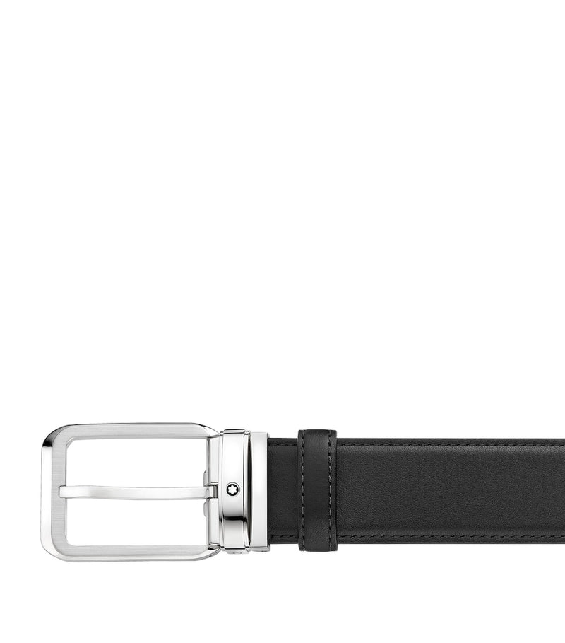 Montblanc calf leather belt 3.5cm with silver buckle, UK version