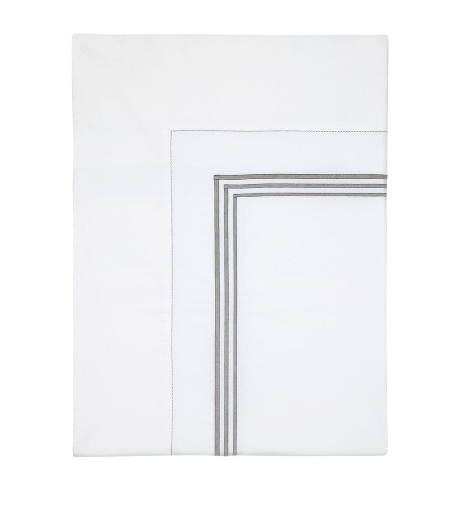Super King Egyptian Cotton Flat Sheet with Triple Embroidered Stripe