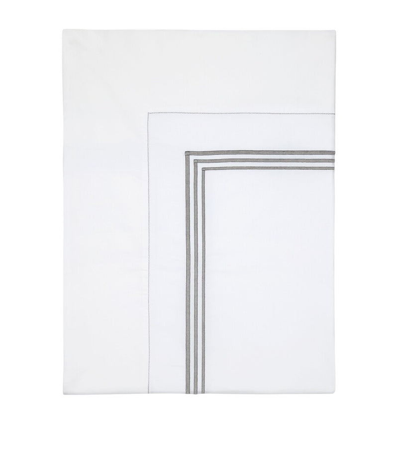Super King Egyptian Cotton Flat Sheet with Triple Embroidered Stripe