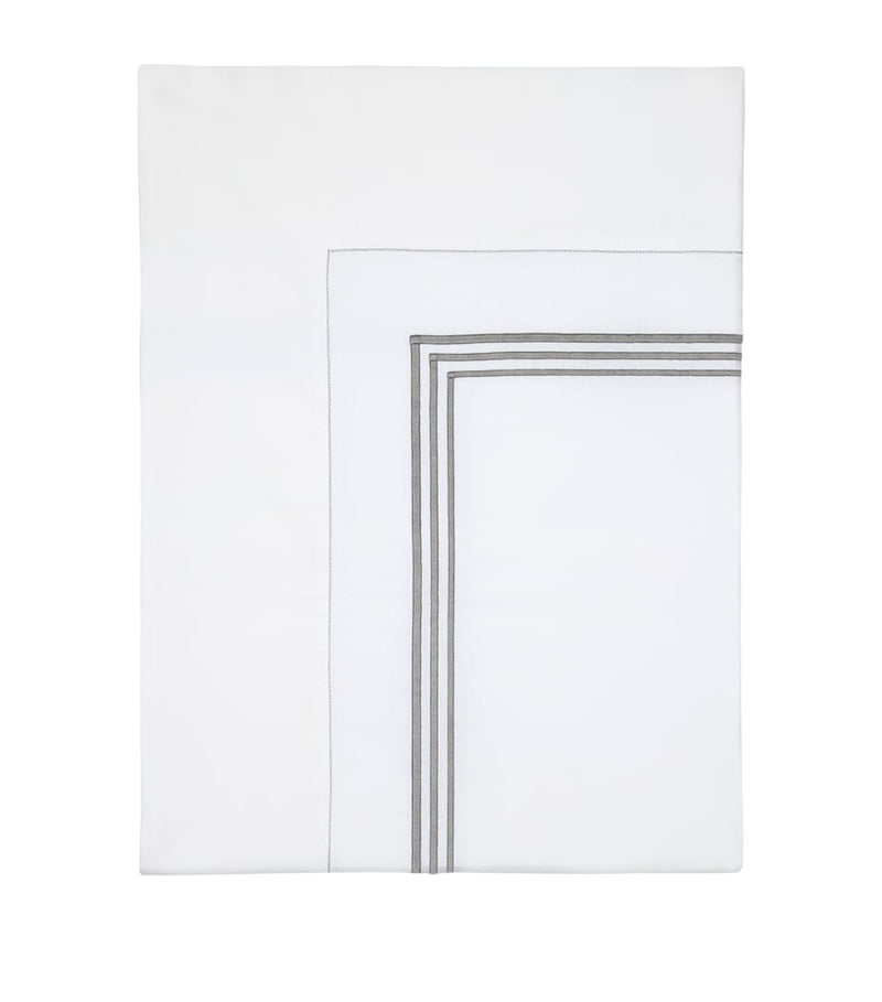 Super King Egyptian Cotton Flat Sheet with Triple Embroidered Stripe