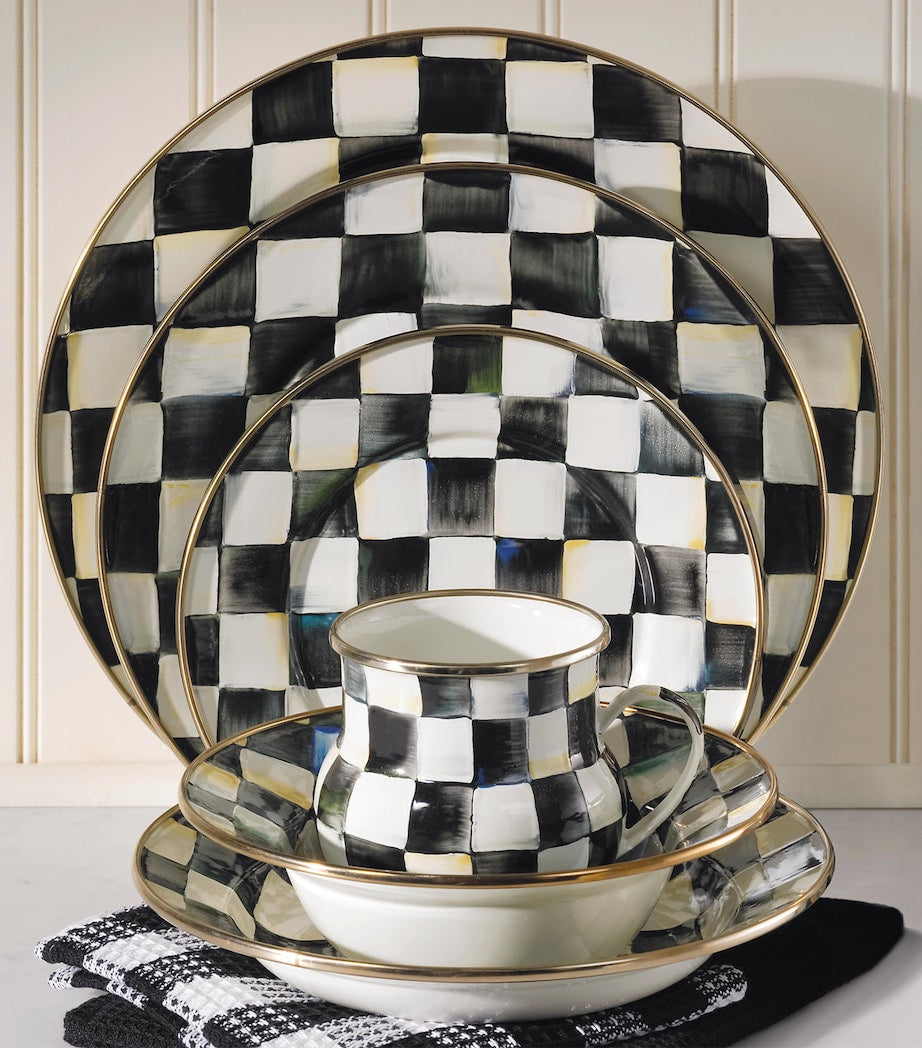 MacKenzie-Childs Courtly Check Enamel Dinner Plate 25cm, imported from the UK