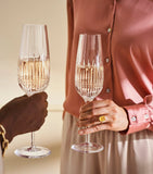 Waterford set of 2 diamond engraved champagne flutes 315ml (British brand)