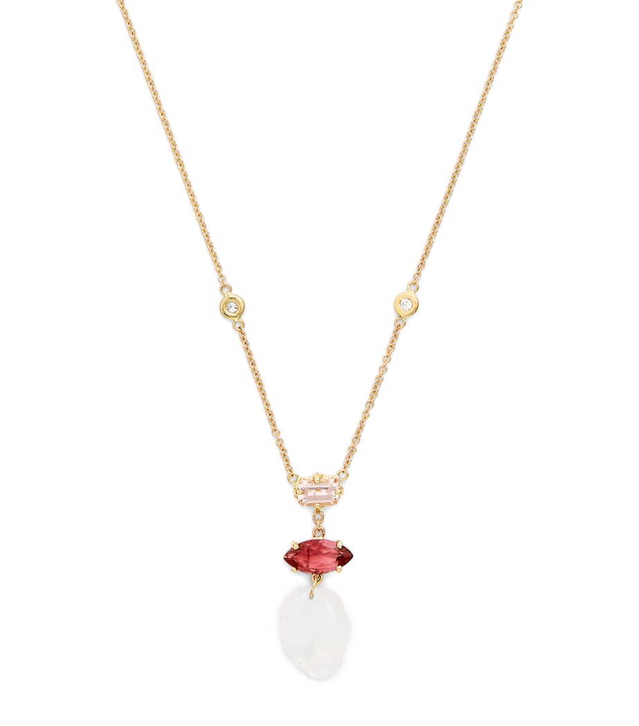 Jacquie Aiche yellow gold tourmaline triple step necklace (British brand)